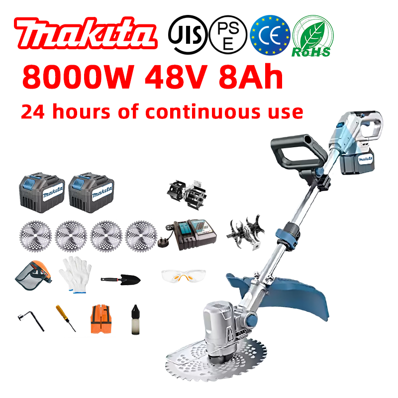 (Aku tööiga 16 tundi) 8000W harjadeta muruniiduk * 1 + 48V 8.0Ah aku * 2 + laadija * 1 + ringsaelehed * 4 + ader * 1 + labidas * 1 + kindad * 1 + kaitseprillid * 1 + kiiver * 1 + kaitsev kruvikeeraja * 1 + kaitseõli * 1 + nurkkruvikeeraja * 1 + määrdeõli * 1 + tööriistakast * 1