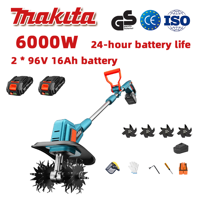 (24-tunnine aku tööiga) 6000W ader + 96V 16Ah liitiumaku * 2 + kiirlaadija * 1 + adra labad * 4 + mitmesugused lisatarvikud